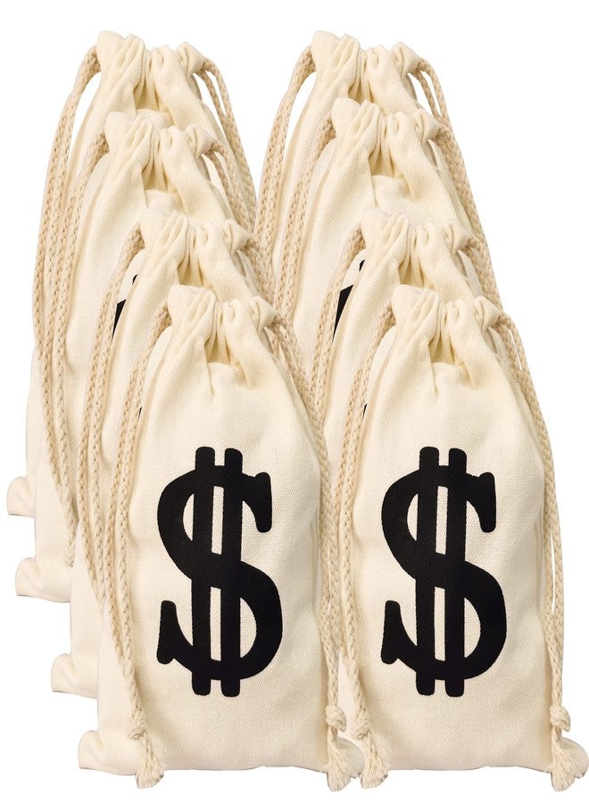 Eylola 8pack 6.3 x 9 Inches Money Bags Money Bags Decor for Party Money Bag Dollar Sign Carrying Sack for Toy Party Favor, Bank Robber Pirate Cowboy Cosplay Theme Party - Image 1